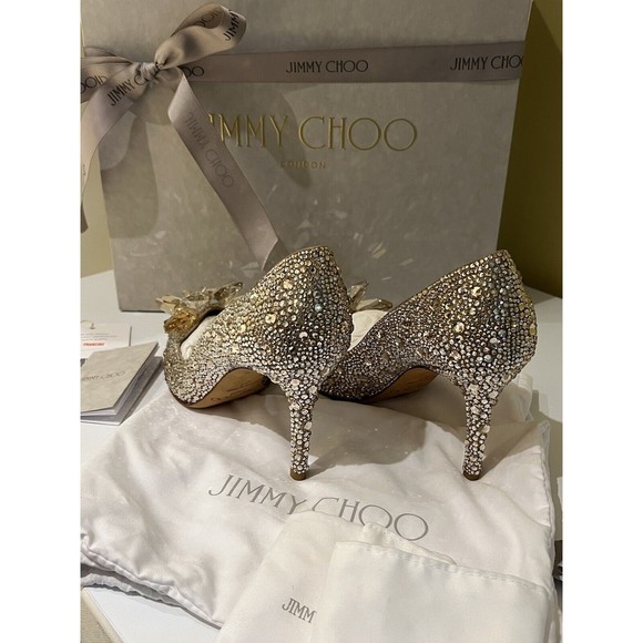 Jimmy Choo Alia Crystal Covered Pointy Toe Pumps 💯% Authentic - Picture 10 of 11